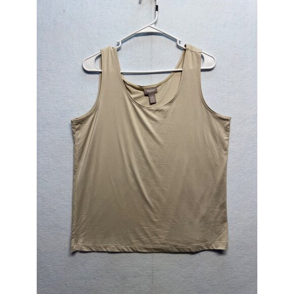Chicos Beige Sleeveless Tank Top Size 2 Relaxed Fit Womens Stretch Knit - Picture 1 of 4